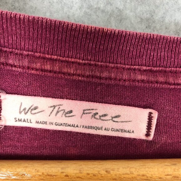 We The Free People Distressed Acid Wash Red Longsleeve Size Small - Picture 3 of 9